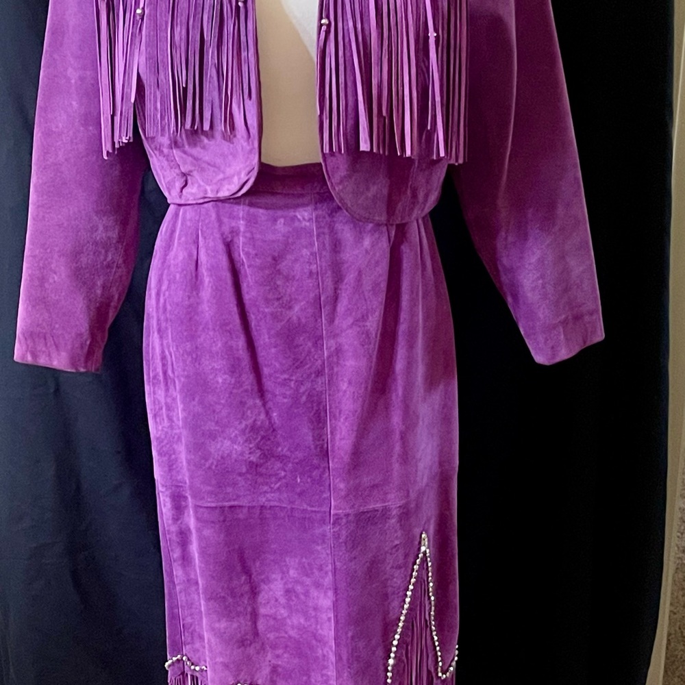 Vintage Western custom made Purple Fringe Jacket and Skirt